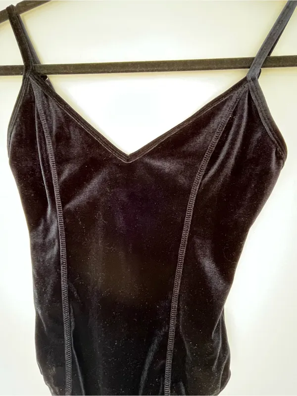 Flirty Sexy Baddie Forever 21 Navy Blue Velvet Bodysuit Women’s Size Small - Image 3