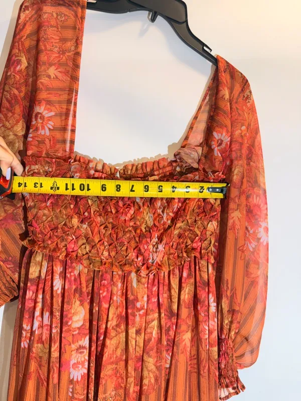 Free People Angel Eyes Brown Floral Off Shoulder High Slit Maxi Dress XS - Image 5