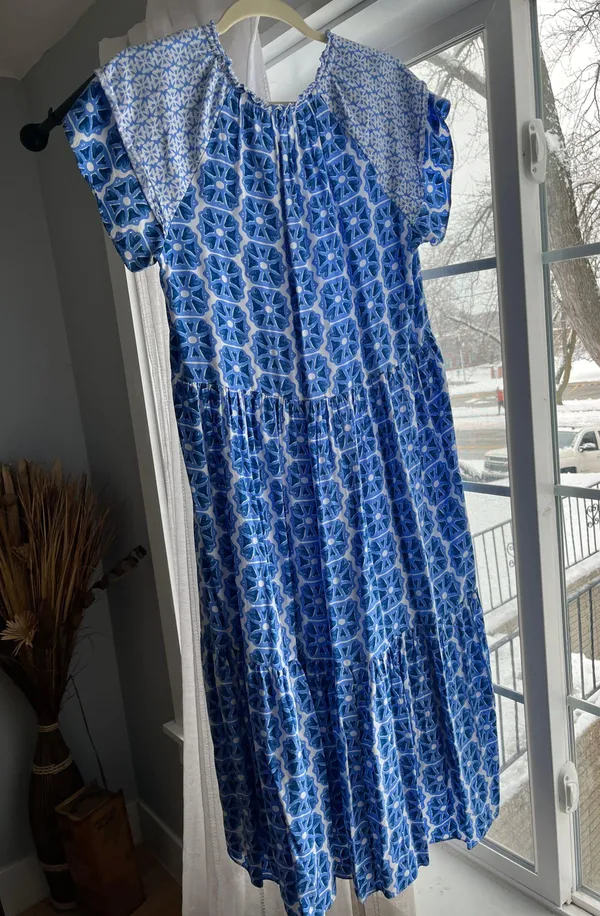 Blue And White Maxi Dress - Image 3