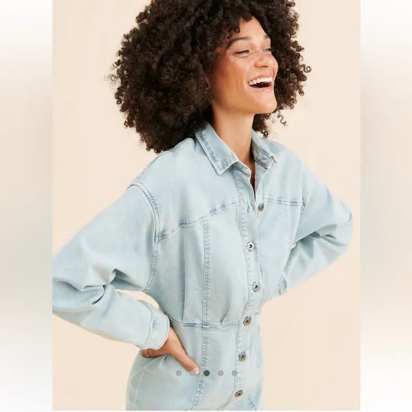 Free People Amber Denim dress Sz 4. Fits L NWT - Image 3