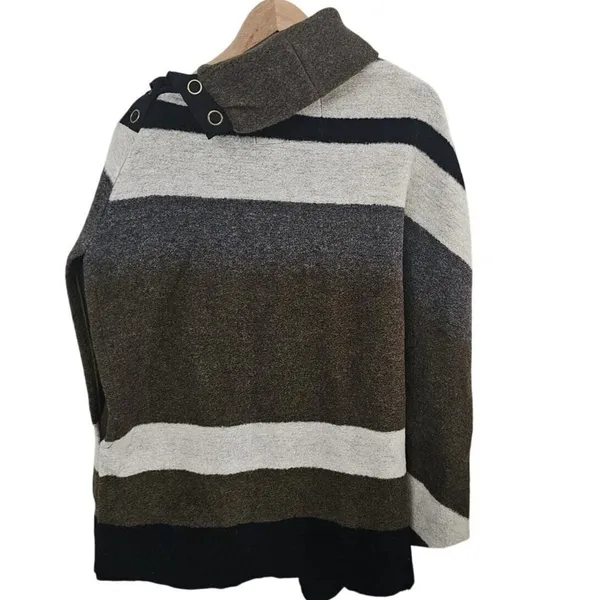 Anthropologie Tabitha Poncho Sz Med Wool Sweater Lagenlook Boxy Casual‎ - Image 6