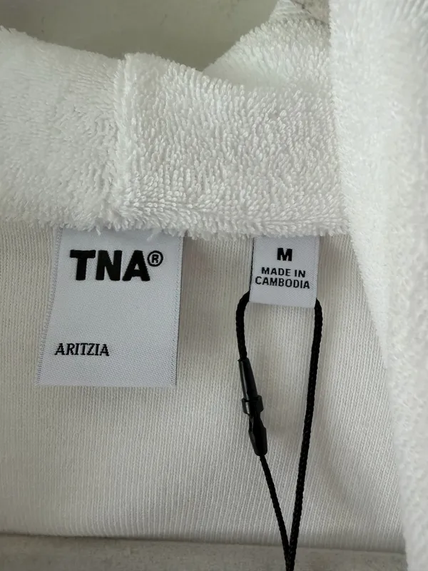 Aritzia TNA Cali Zip Terry Hoodie White Size M - Image 6