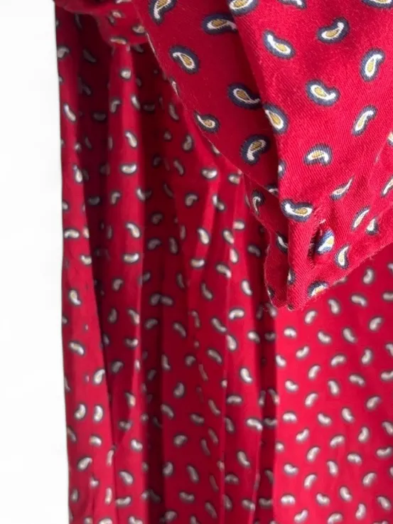 Samantha Vintage Wine Red Blue Paisley Midi Dress Women’s Size Small - Image 7