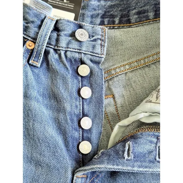 Levi’s Premium 501 Skinny High Rise Jeans Women’s 24x28 Blue Distressed Raw Hem - Image 2