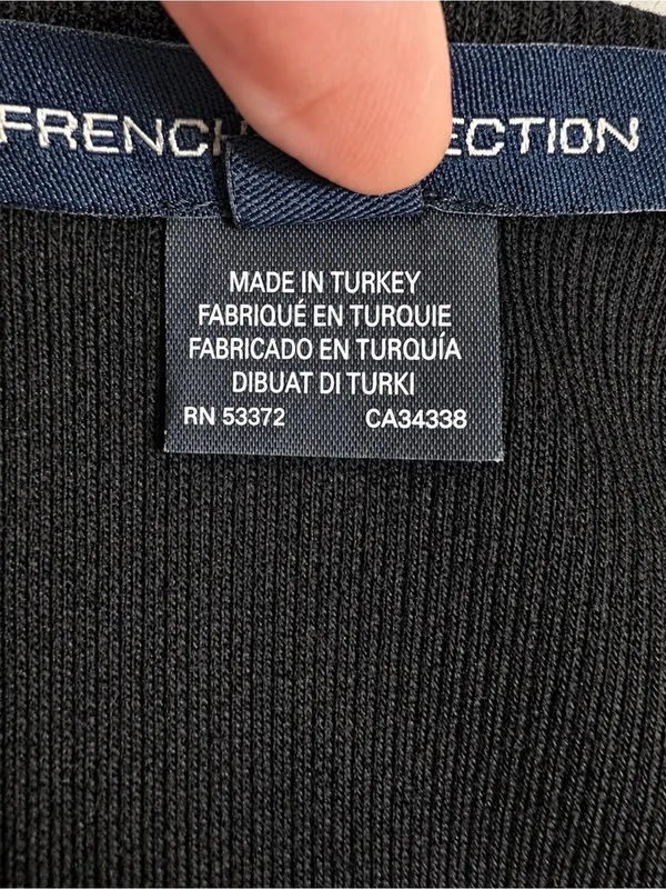 NWOT French Connection Black Ribbed Fringe Hem Midi Dress Size L Boho Swing - Image 13