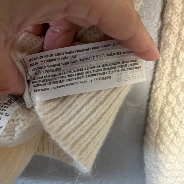 Abercrombie & Fitch Cream cable-knit mock neck sweater Sz S Preppy - Image 5