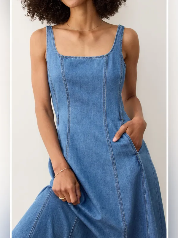 Marine Layer Roan Denim Maxi Dress in size Medium. - Image 3