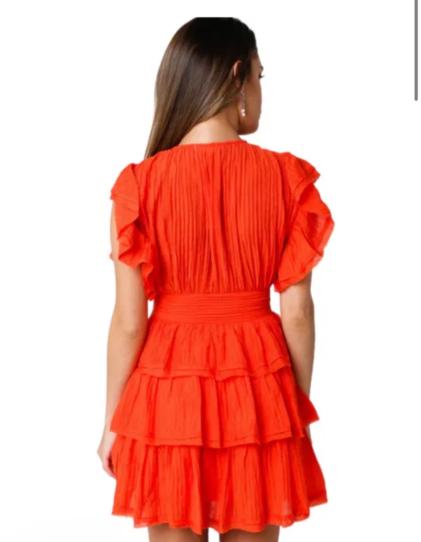 Olivaceous Mini Orange Dress - Image 2