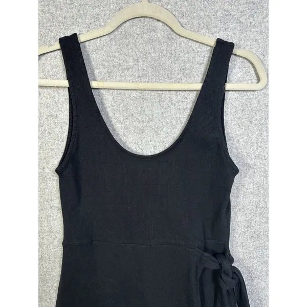 Zara Knit‎ Tank Dress Large Black Bodycon Tie Side Sexy Comfort Scoop Neck - Image 3
