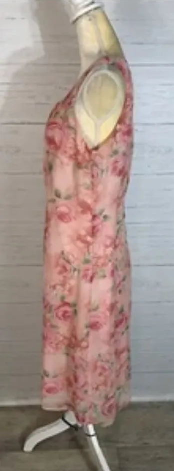 White Stag floral chiffon midi dress size 10 Y2K sleeveless - Image 3