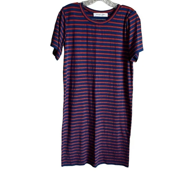 Sonnet James Blue Orange Striped Play T-Shirt Dress‎ - Image 2