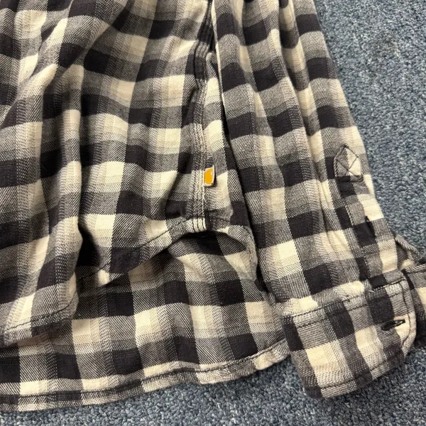 Carhartt Women’s Plaid Button Down Long Sleeve Shirt Black and White Small - Image 3