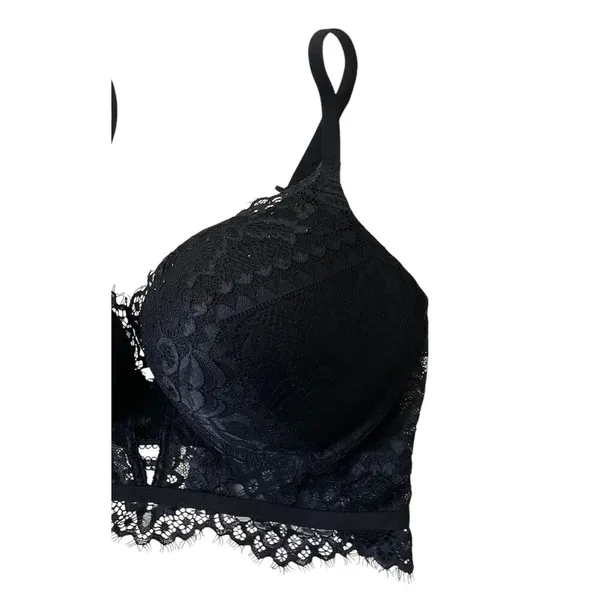 & Other Stories Black Lace Rhinestones Push Up Bra Women Size 34D | 52-16 - Image 3