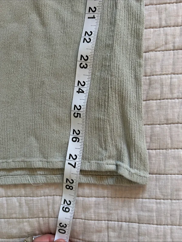Anthropologie Salty lemon sea sage green pull on wide leg sheer beach boho pants L - Image 9