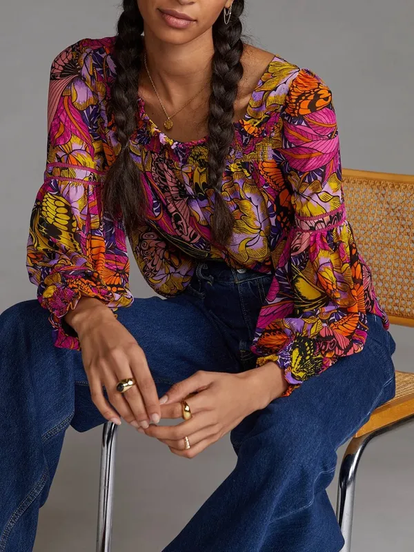 Anthropologie Alexandra Farmer Puff-Sleeved Blouse Top Size XS - Image 3