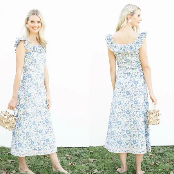 Tuckernuck Hello Dobson The Margaret Flutter Sleeve Floral Dress Sz XS Feminine Chic Modest - Image 9