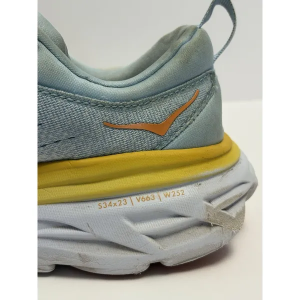 HOKA One One Bondi 8 Womens 7B Yellow Running Shoes Cushioned Athletic Sneakers - Image 7