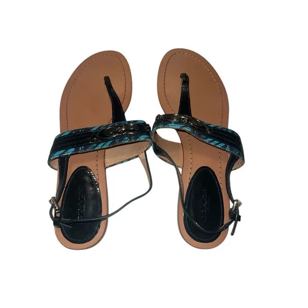 ✨Coach Ladies Sammy Turquoise Blue Zebra Ankle Strap Sz 9 Sandals✨ - Image 9