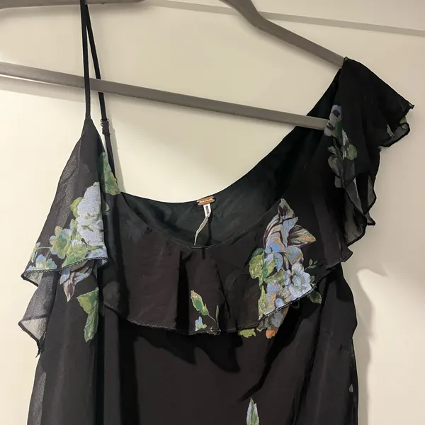 Free People x REVOLVE Alma Ruffle Midi Dress in Dark Combo - Image 4