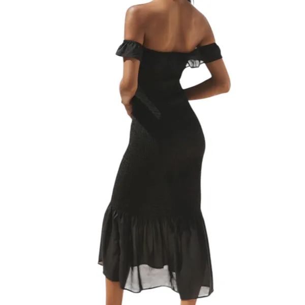 Anthropologie Celandine Off the Shoulder Smocked Midi Dress‎ Black Size XXS - Image 2