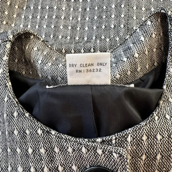 Vintage ‘90s J. Gallery Black & White Textured Collarless Blazer - Image 6