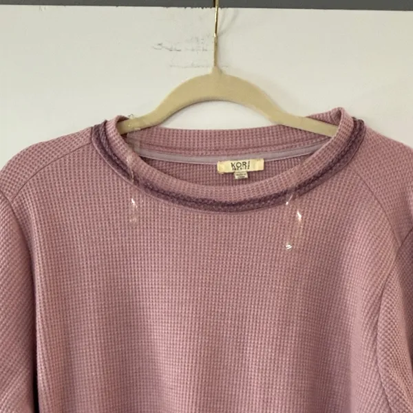 Kori Mauve Waffle-Knit Long Sleeve Pullover - Image 3