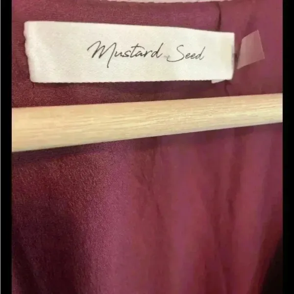 Mustard Seed Size Medium Burgundy Long Sleeve V-Neck Mini Party‎ Dress - Image 2