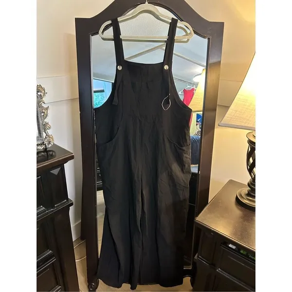 NEW 100% Cotton Loose Bib Jumpsuit Baggy Overalls Pockets XL - Image 3