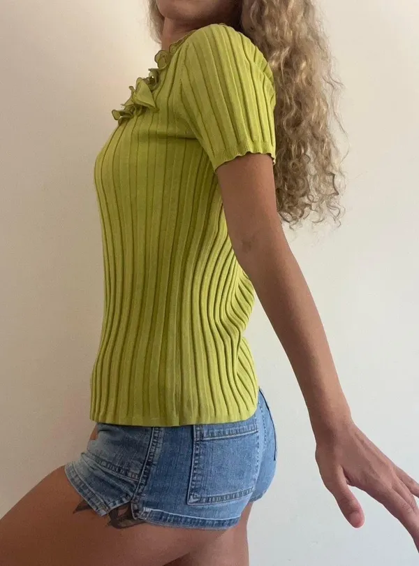 Prominence Citron Green Knit Top - Image 2