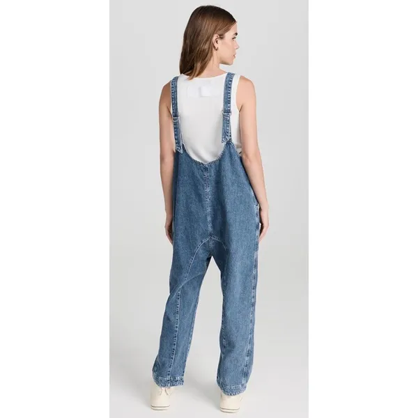 Free People Boho Denim Jeans Jumpsuit Blue Oversize Size XS - Image 4