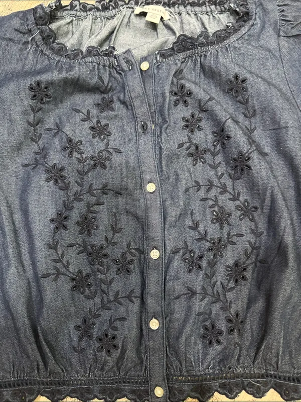 Denim Blue Embroidered Short - Image 6