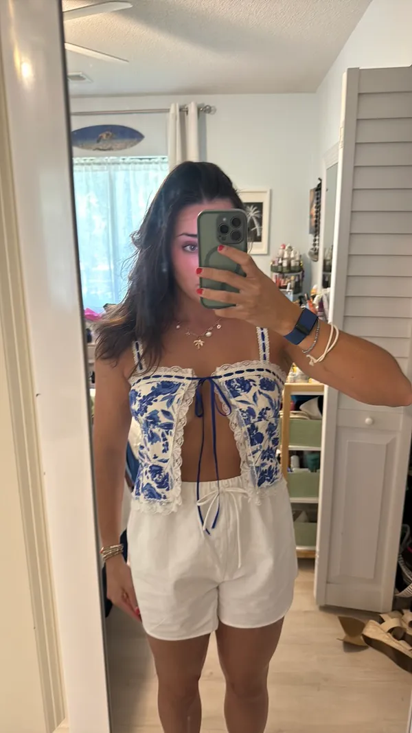 Sky to Moon Boutique floral ribbon top - Image 2