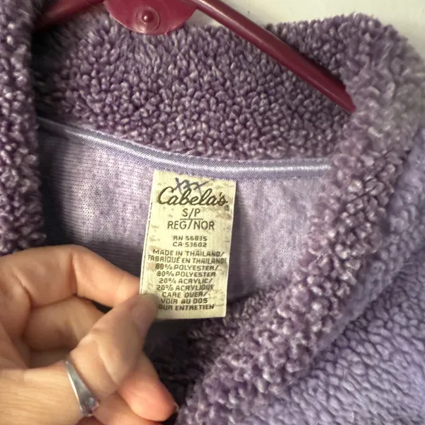Cabelas Fleece Pullover Vintage S/P Purple Lavender Star Print Mock Neck Sweater - Image 3