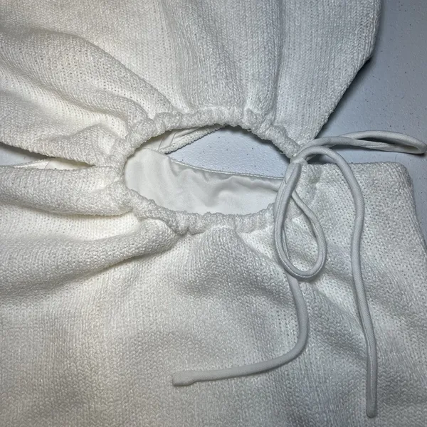 Sabo Skirt Cutout Knit White‎ Mini Dress Size Large Sleeveless Party Cocktail - Image 4