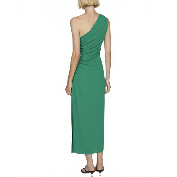 Mango Asymmetric Dress with Draped Details Naty Green NWT Size 2/XS - Image 4