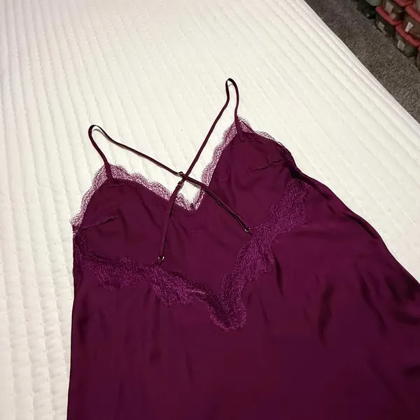 Victoria’s Secret Purple Lingerie Chemise Slip Nightie L Large Lace Trim - Image 9