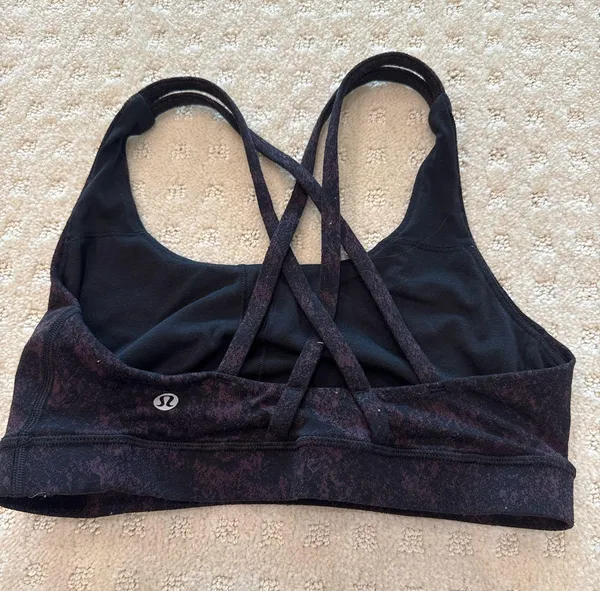 Lululemon Black Purple Crisscross Back Sports Bra Size 6 - Image 4