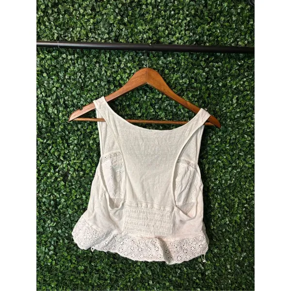 Free People Sugar And Spice Corset Top Sz Large White Linen Cotton Cropped - Image 3