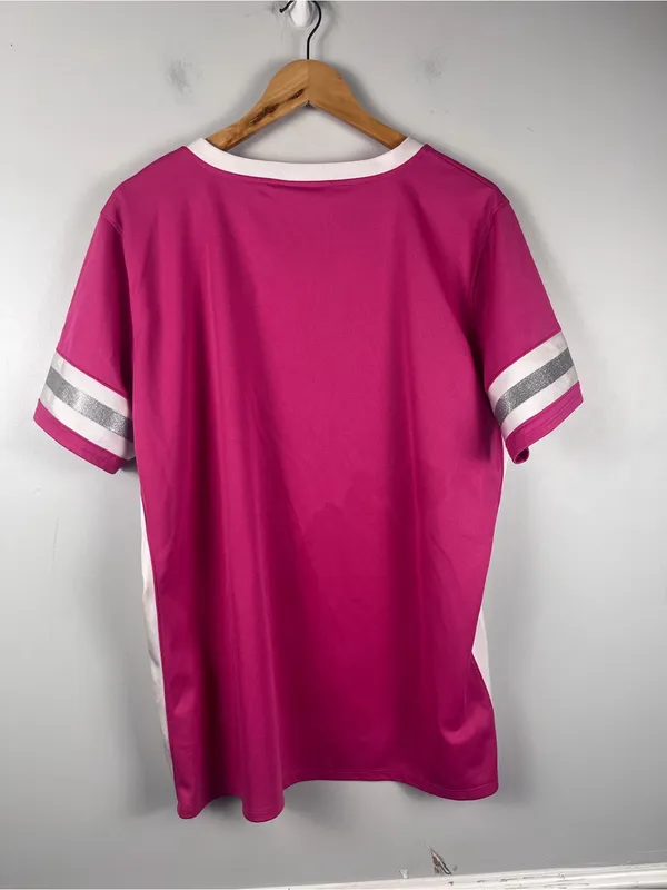 Dallas Cowboys Women's Pink silver Star Jersey lace up Top size 2XL FLAW - Image 5