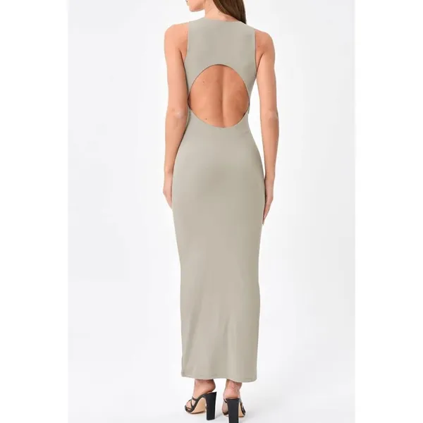 NEW Backless Casual Maxi Tank Basic Bodycon Dress S Black - Image 4