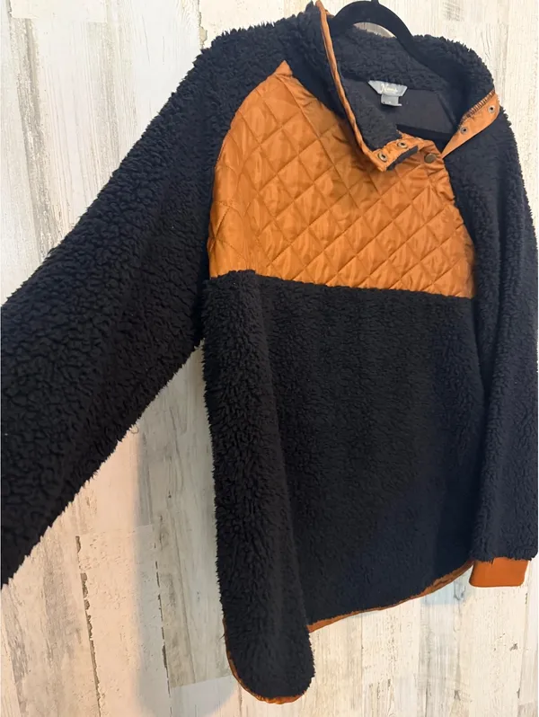Natural Reflections Women’s XL Black Sherpa Fleece Pullover Quilted Snap Neck - Image 2