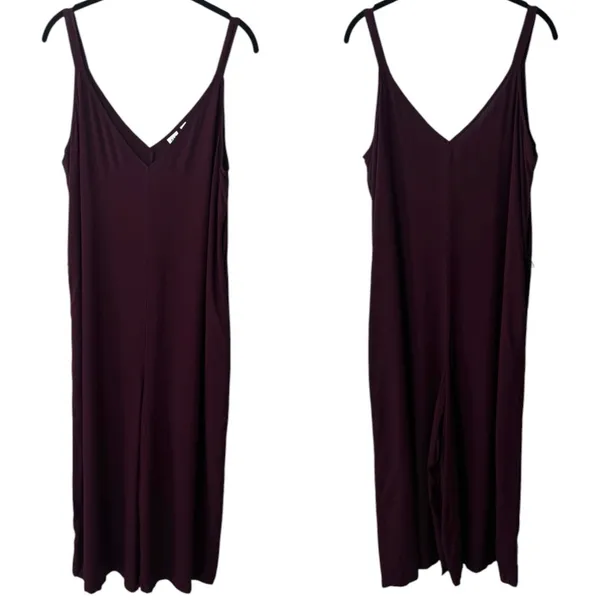 NEW Gap Purple Wide Leg Crop Jumpsuit Summer Coastal Travel Comfort Chic L - Image 2