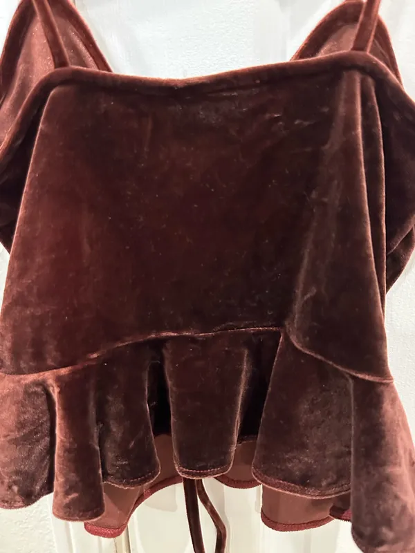 Renaissance lace up velvet crop tank. Regency, festival, milk-maid, peasant, whimsy-goth, dark romance, festival - Image 3