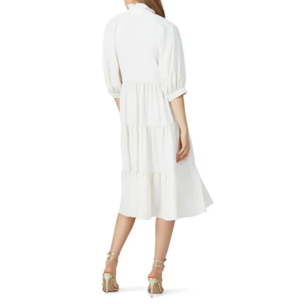 Amanda Uprichard White Midi Tiered Dress - Image 3