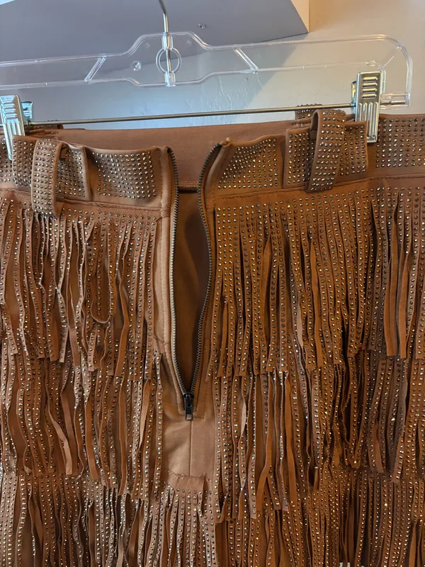Brown Fringe Skirt Size L - Image 3