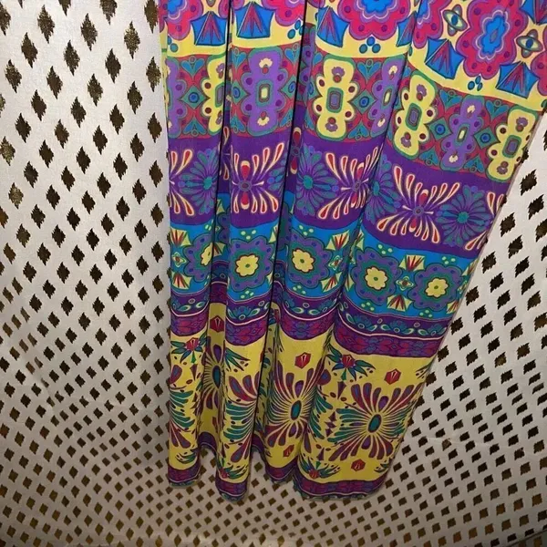 Long flowy boho maxi dress floral mosaic size S - Image 3