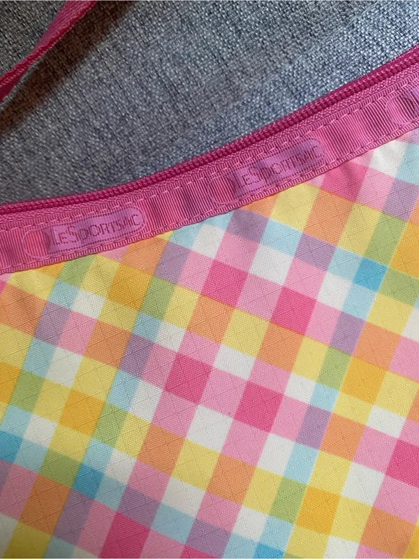 Vtg Y2K Lesportsac Pastel Gingham madras purse with Pink Trim - Image 6