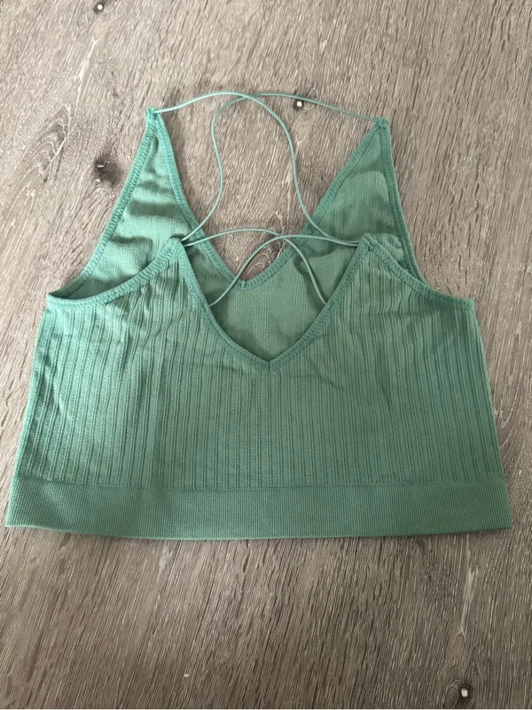 LA Hearts Green Ribbed Cami Tank Top Strappy Size S - Image 2