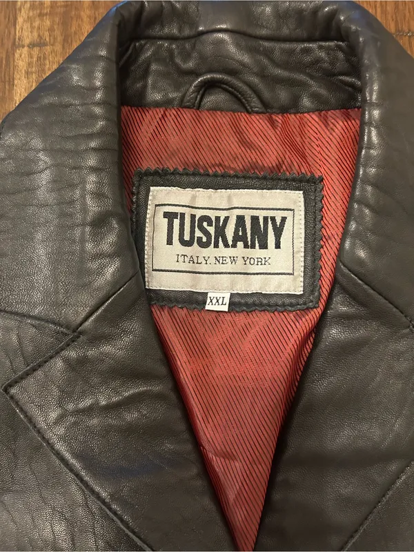 Tuskany Womens XXL Genuine Leather Blazer Jacket Black Y2K Fitted - Image 2