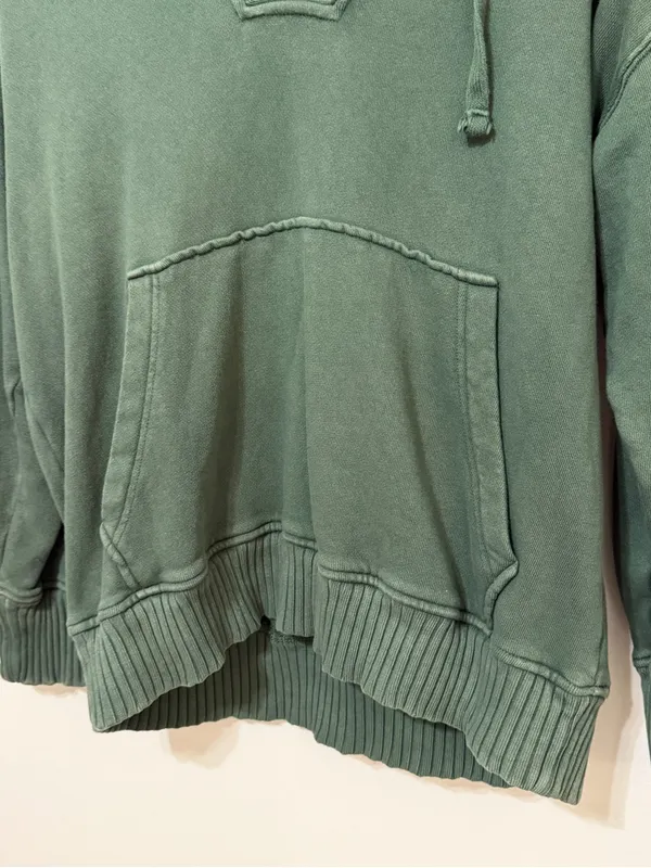 Aerie Down To Earth Henley Hoodie Oversized Fleece Green Size Small Oversized - Image 5